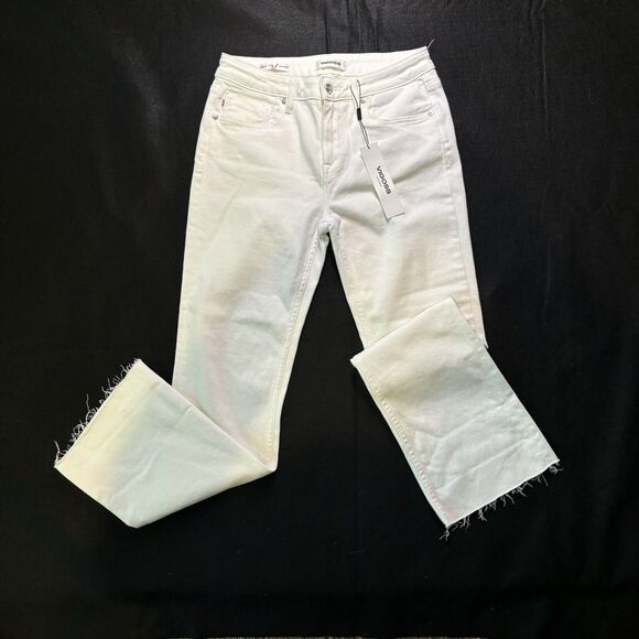 Vigoss Womens Marley Crop Boot White Jeans Unfinished Hem Size 28 - Picture 1 of 11